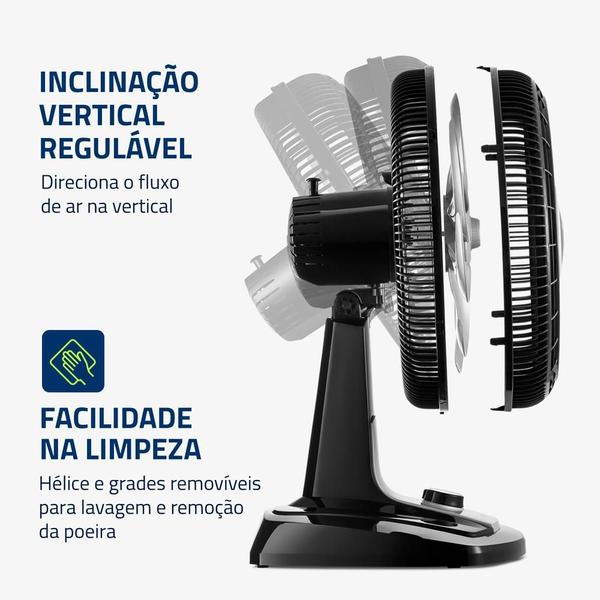 Imagem de Ventilador De Mesa Mondial Super Turbo 8 Pás 140W 40Cm Preto e Prata VTX-40-8P - 127V