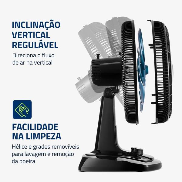 Imagem de Ventilador de Mesa Mondial Super Turbo 8 Pás 40cm 140W Preto/Azul 127V - VTX-40-CHROME