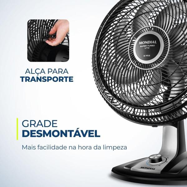 Imagem de Ventilador de Mesa Mondial Super Turbo VTX-40-8P 40cm 8 Pás Preto 220V