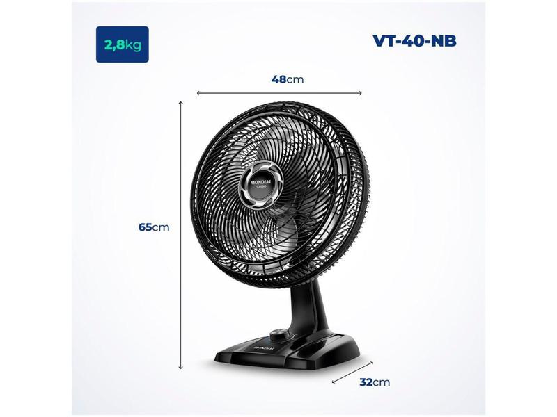 Imagem de Ventilador de Mesa Mondial Turbo VT-40-NB - 40cm 3 Velocidades