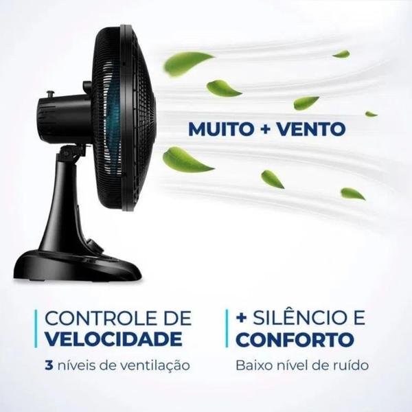 Ventilador de Mesa Mondial VSP-40-AP 40cm 6 Pás Azul 127V Imagem de Ventilador de Mesa Mondial VSP-40-AP 40cm 6 Pás Azul 127V