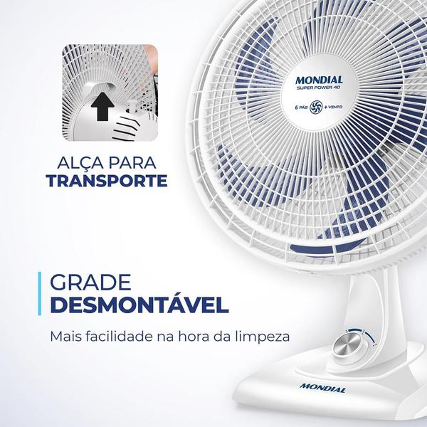 Imagem de Ventilador de Mesa Mondial VSP-40-W 40cm com 6 Pás e 3 Velocidades