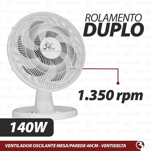 Imagem de Ventilador De Mesa Parede Preto Bivolt Delta Free 40cm Venti-delta