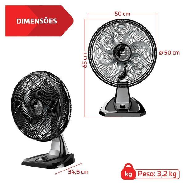 Imagem de Ventilador De Mesa Parede Silencioso 50Cm Flow Turbo 127V