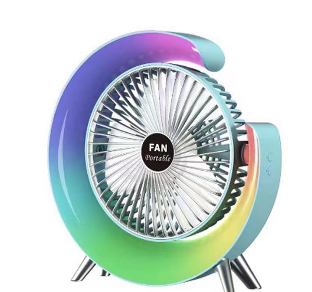 Ventilador De Mesa Portátil Colorido Recarregável Rgb - Idali Life Imagem de Ventilador De Mesa Portátil Colorido Recarregável Rgb