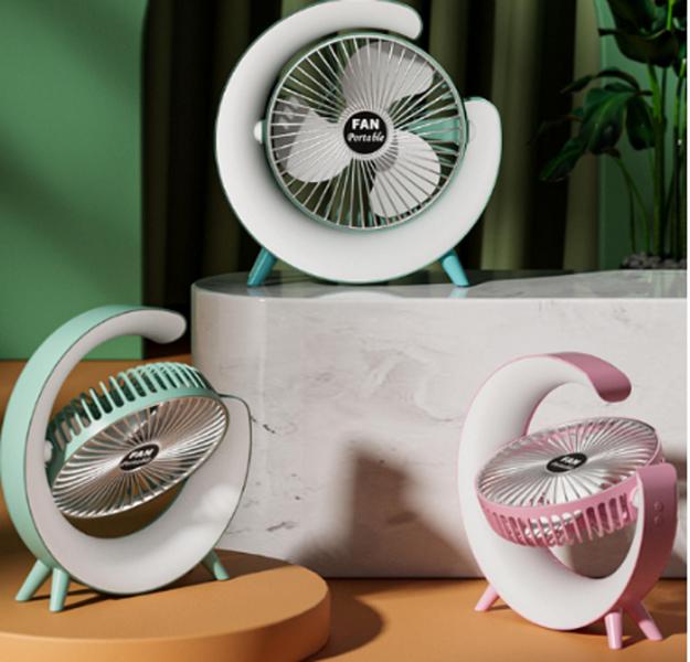 Ventilador De Mesa Portátil Colorido Recarregável Rgb - Idali Life Imagem de Ventilador De Mesa Portátil Colorido Recarregável Rgb