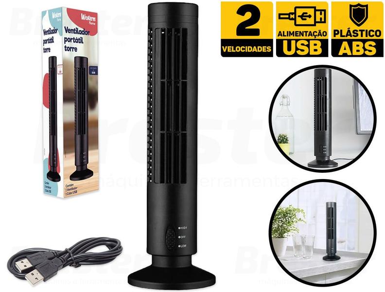 Imagem de Ventilador De Mesa Portátil Torre Usb Western Home MVT-002PT