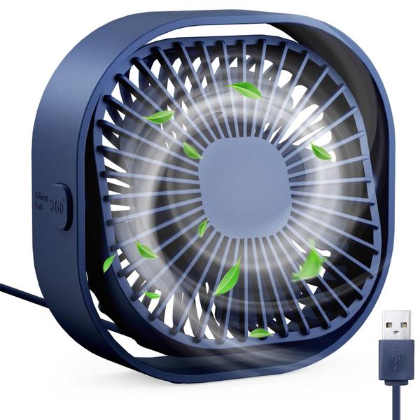 Imagem de Ventilador de mesa RJVW USB pequeno de 4 polegadas, 3 velocidades, giratório em 360