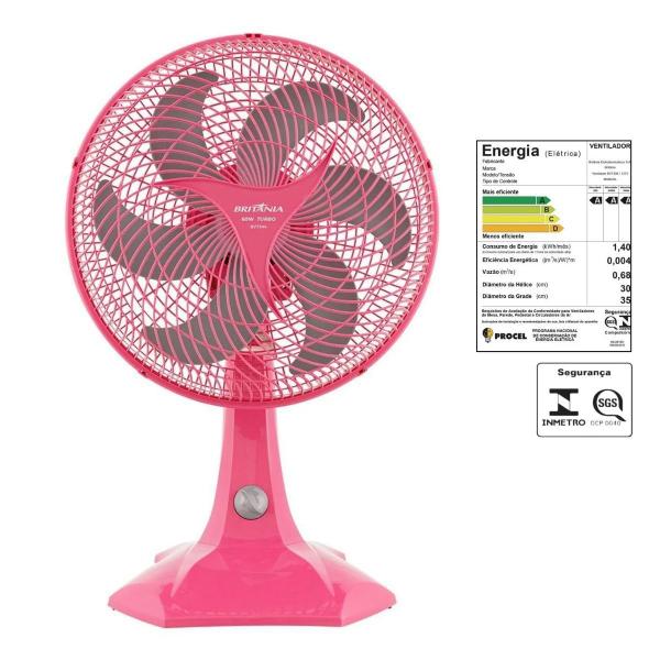 Imagem de Ventilador de Mesa Rosa Britânia Maxx Force 60W BVT304 127V