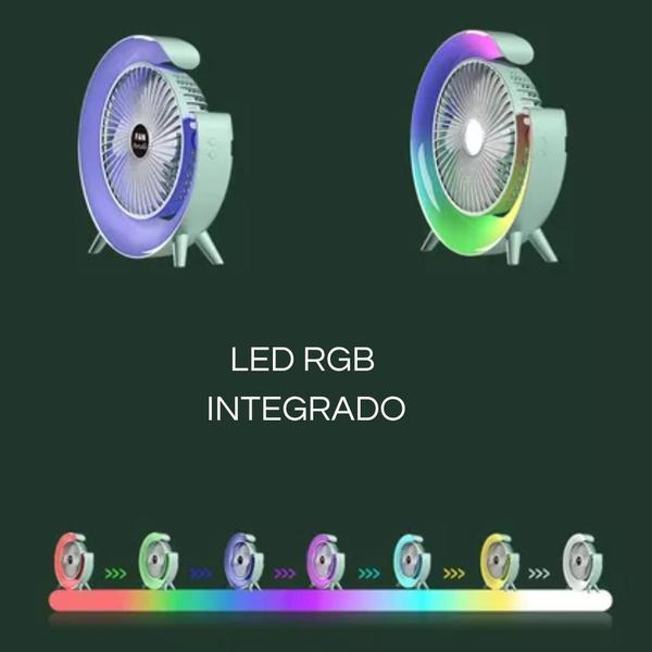 Imagem de Ventilador de Mesa Rotativo com Luz RGB e USB!