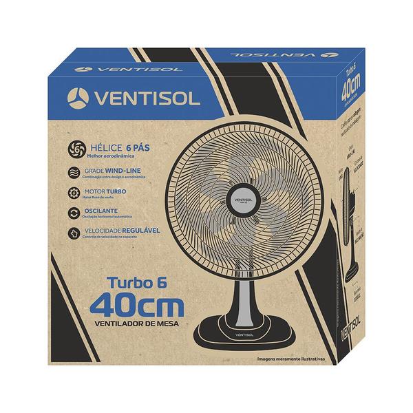 Imagem de Ventilador de Mesa Turbo 40cm 6 Pás Azul Oscilante Ventisol 220v Premium