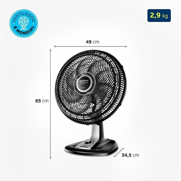 Imagem de Ventilador de Mesa Turbo 40cm 8pas Preto 127V - Mondial