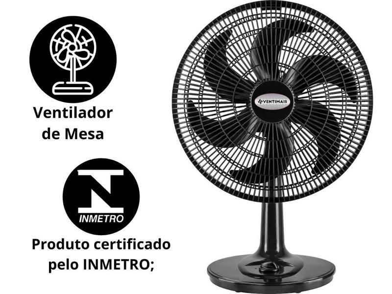 Imagem de Ventilador de Mesa Turbo Ventimais Preto 40cm 110V 220V 126W