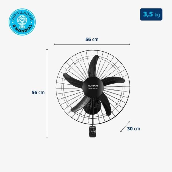 Imagem de Ventilador de parede 50 cm oscilante preto Turbo Pró - NVP-PRO-50 - Mondial