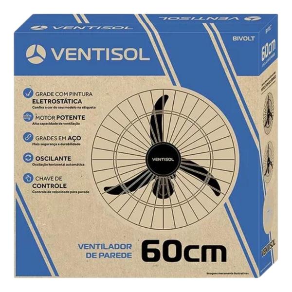 Imagem de Ventilador De Parede Arame 60cm Preto Bivolt - Ventisol