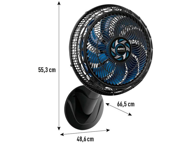 Imagem de Ventilador de Parede Arno X-Treme 40cm 9 Pás 3 Velocidades Preto e Azul Escuro