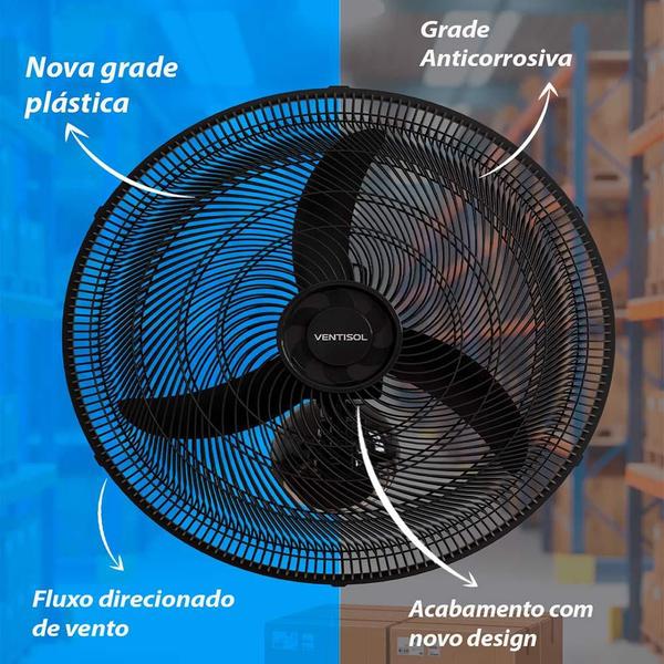 Imagem de Ventilador de Parede Oscilante 50 CM 130W New Comercial VENTISOL