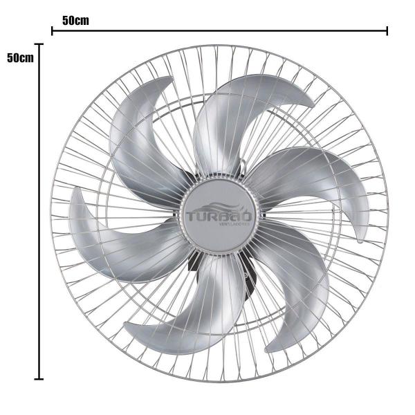 Imagem de Ventilador de Parede Oscilante 50cm Prata Turbão 130W Bivolt