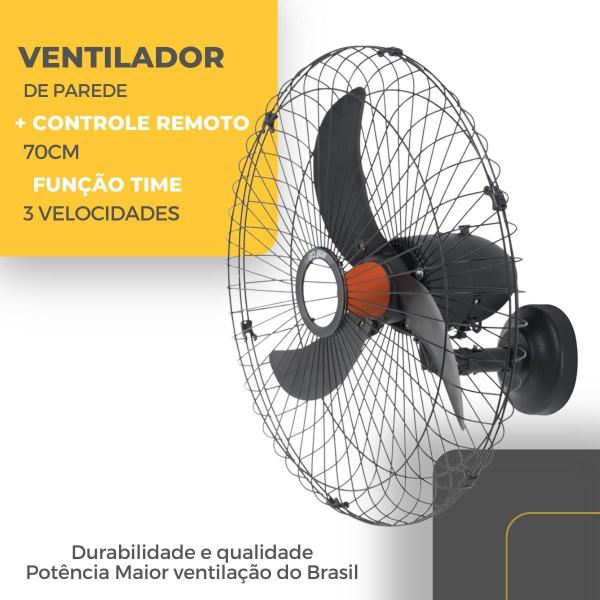 Imagem de Ventilador De Parede Oscilante 70Cm C/Controle Remoto Bivolt