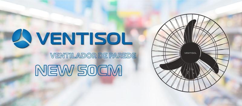 Imagem de Ventilador de Parede Preto 50cm New 130W Ventisol 127V Verão Grade PVC