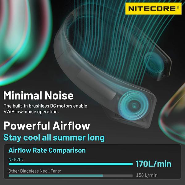 Imagem de Ventilador de pescoço portátil sem lâminas com bateria Nitecore NEF20 4000mAh