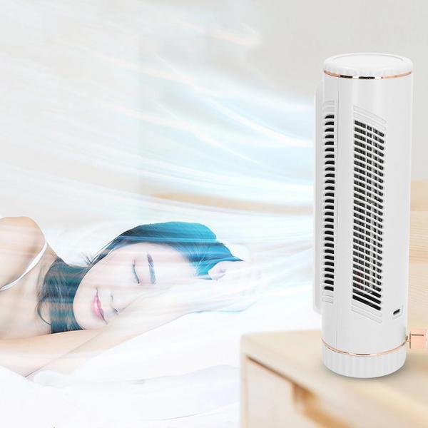 Imagem de Ventilador de refrigerador de mesa Yunir Tower 26,67 cm 3 velocidades 1200mAh branco