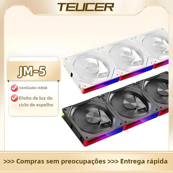 Imagem de Ventilador de Resfriamento PWM ARGB de 120mm - 800-2000 RPM - Efeito de Luz Espelhada