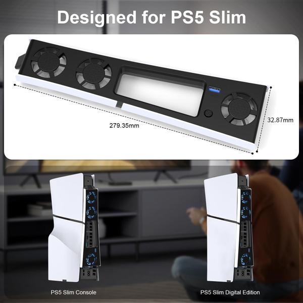 Imagem de Ventilador de resfriamento yoxxzus PS5 Slim com 3 ventiladores silenciosos atualizados e USB