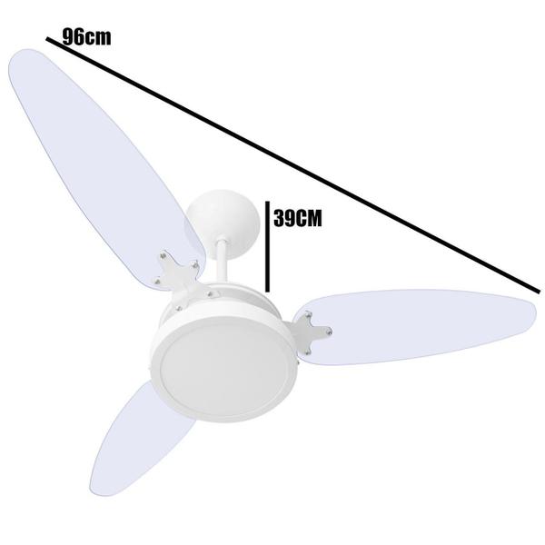 Imagem de Ventilador De Teto 3 Pás Transparente Luminária Plafon Led