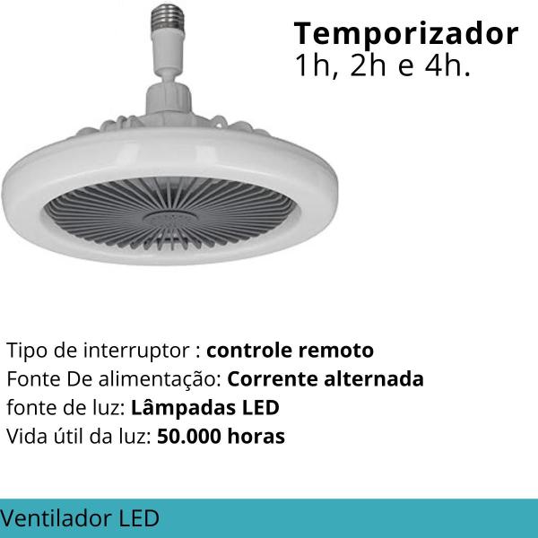 Imagem de Ventilador de Teto 36W LED E27, Controle Remoto e Luz Integrada