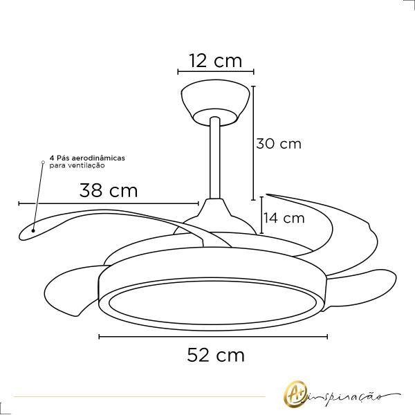 Imagem de Ventilador De Teto Air Gold Led Multicor Bivolt Pás Retrátil Controle Remoto