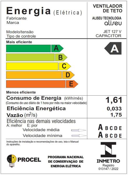 Imagem de Ventilador de Teto Aliseu Jet Cristal com Controle De Parede