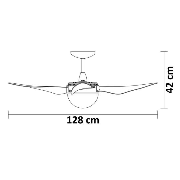 Imagem de Ventilador de Teto Aliseu Terral 3 Pás - com luminária policarbonato Cristal transparente 