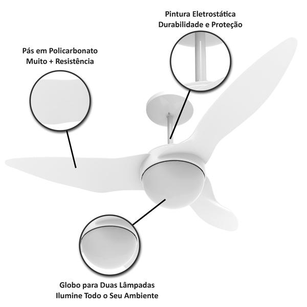 Imagem de Ventilador de Teto Aliseu Terral com controle remoto e parede e App Bluetooth - 3 Pás Pretas, com luminária  