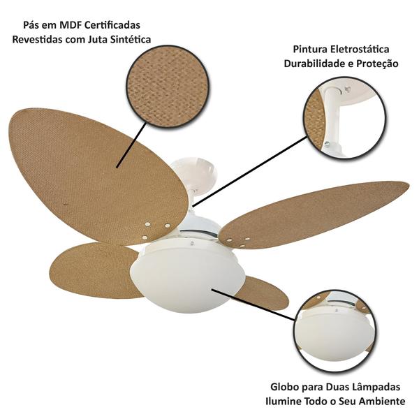 Imagem de Ventilador de Teto Aliseu Vime Mogno com Controle de Parede