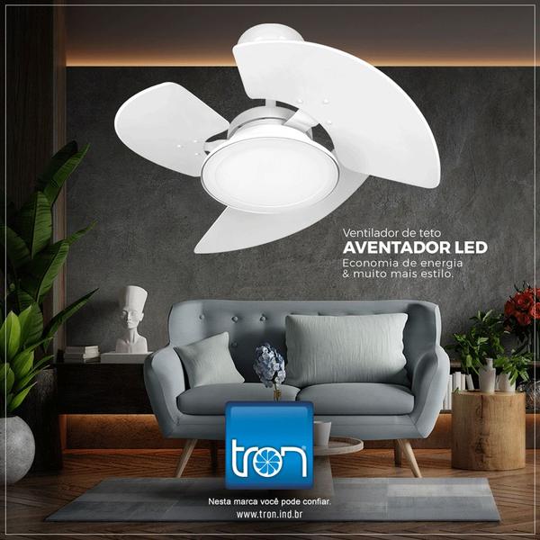 Imagem de Ventilador de Teto Aventador Branco Led 3 Pás Silencioso - Tron