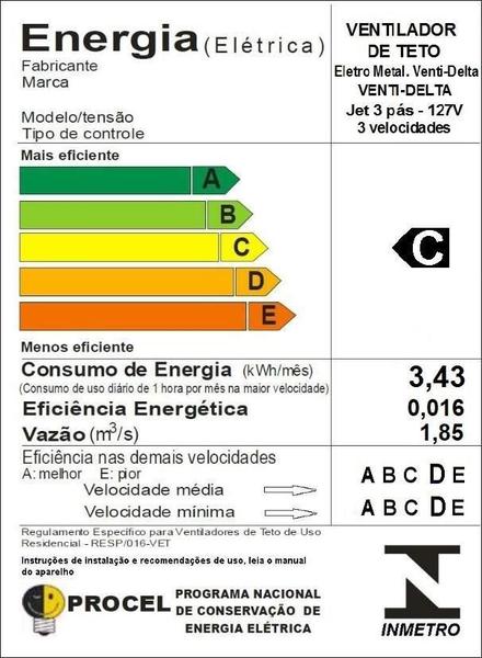 Imagem de Ventilador De Teto Branco Jet 3 Pás Mogno 127V