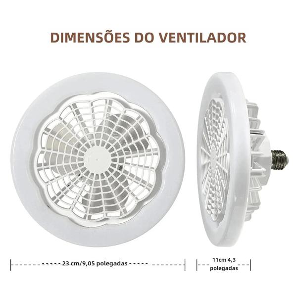 Imagem de Ventilador de Teto com Controle Remoto - 3 Velocidades - Base E27 para Quarto e Sala