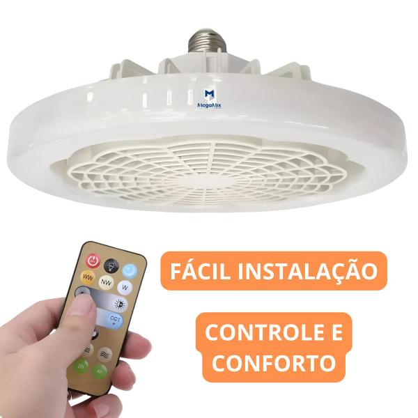 Imagem de Ventilador De Teto Com Controle Remoto Led Rgb Branco