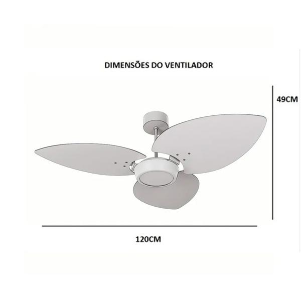 Imagem de Ventilador de Teto Com Controle Remoto Natuvent Dahlia Led 3 Pás Madeira Branco