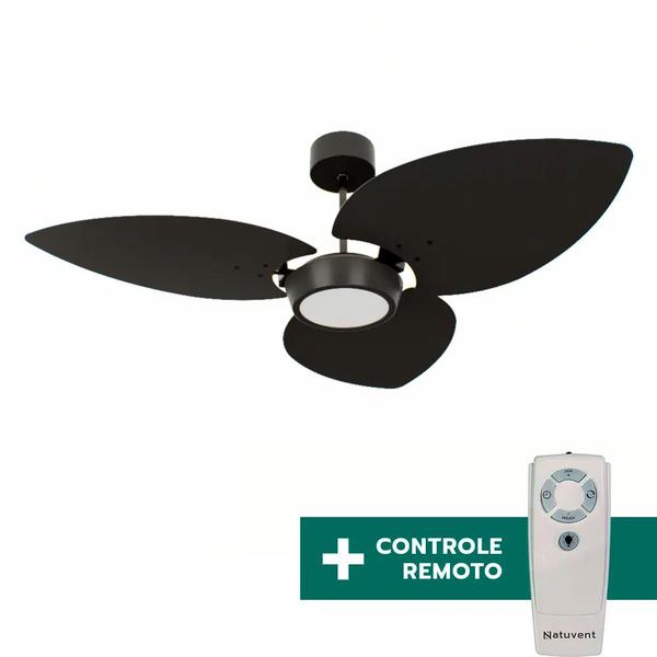 Imagem de Ventilador de Teto Com Controle Remoto Natuvent Dahlia Led 3 Pás Madeira Preto