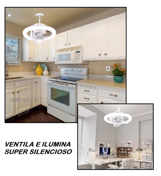 Imagem de Ventilador de Teto com Luminária Led Rotação 360º 3 Fases de Luz 60W 3 Velocidades de Ar C/ Controle