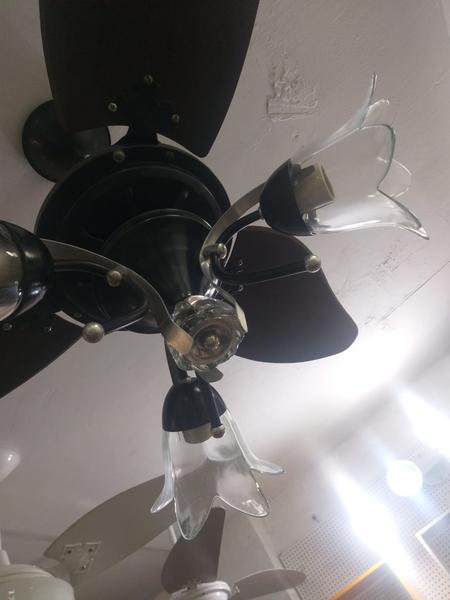 Imagem de Ventilador de teto com luminária para 3 lâmpadas  com detalhe em resina