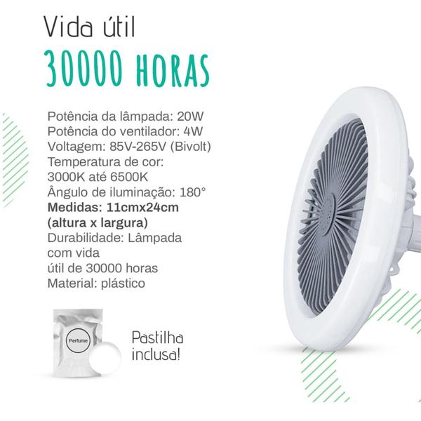 Imagem de Ventilador de Teto  com Luz Led Portatil Silencioso com Controle Quarto Sala de Estar Cozinha 30W