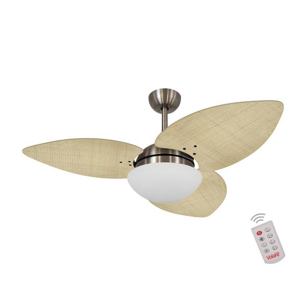 Imagem de Ventilador de Teto Dormamu Bronze 3 Pás Palmae Natural 127V com Controle