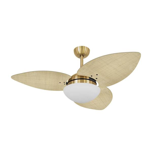 Imagem de Ventilador de Teto Dormamu Dourado 3 Pás Palmae Natural 220V