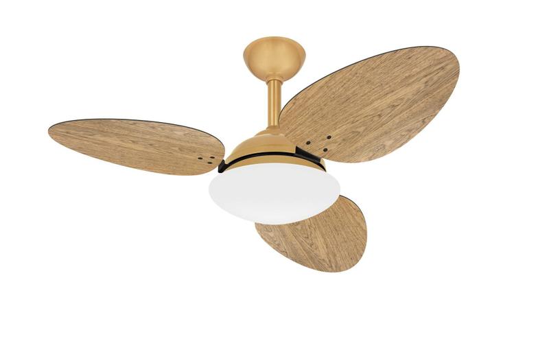 Imagem de Ventilador De Teto Dourado 3 Pás Madeira Trevo Ventax 220V