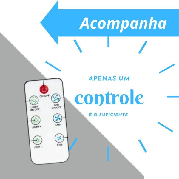 Imagem de Ventilador de teto e lâmpada luminária Bivolt 2 em 1 com controle remoto ajustável