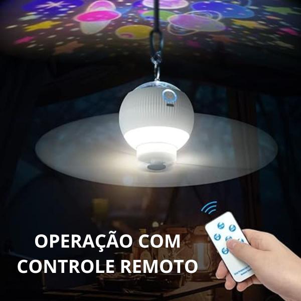 Imagem de Ventilador de Teto e Projetor Estrelado Portátil Sem Fio Silencioso Com Controle Remoto e Luz Noturna