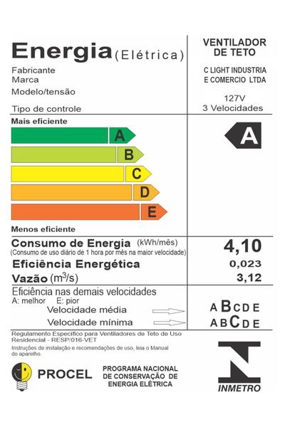 Imagem de Ventilador De Teto Econômico Quarto 4 Pás Ventax Trevo 110V